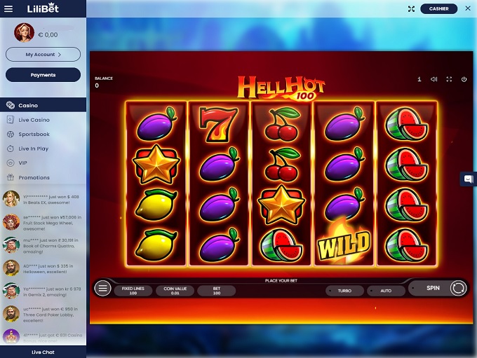 LiliBet Casino 31.08.2021. Spel1