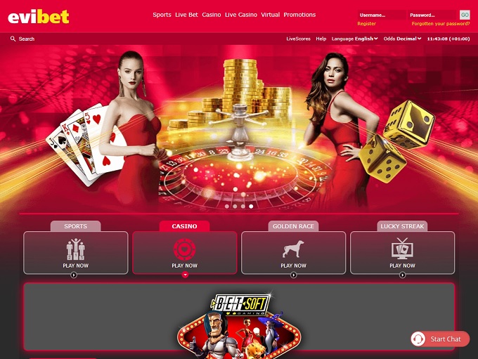 Evibet casino hp