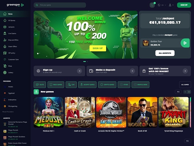 GreenSpin Casino 29.11.2021. HP