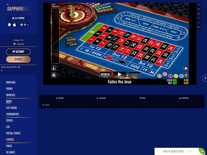 Sapphirebet Casino 10.08.2022. Spel 3