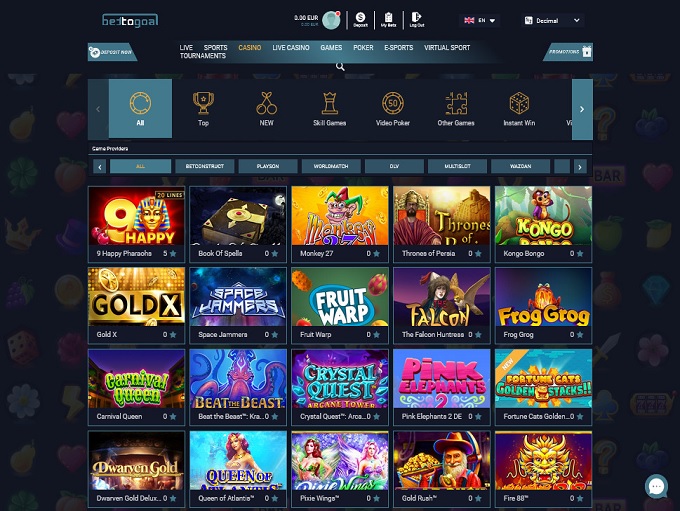 bettogoal Casino 05.01.2021. Lobby