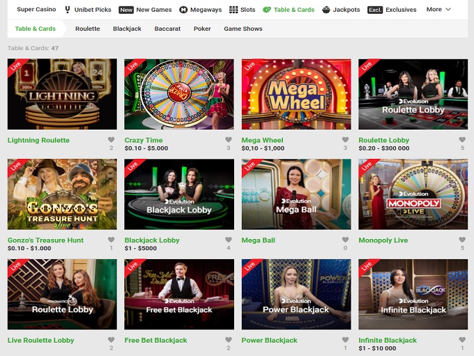 Unibet Casino 04.06.2021. lobby