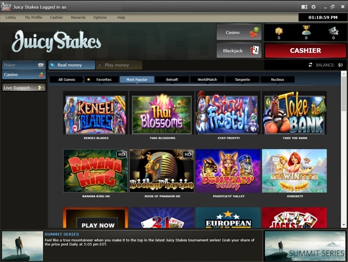 Juicy Stakes Casino 11.07.2022. Lobby